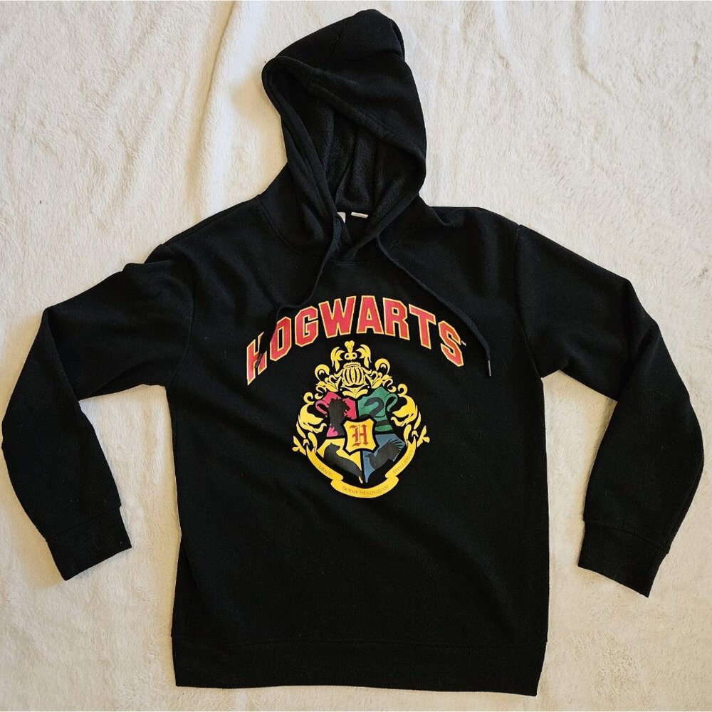 Harry Potter Hogwarts Unisex Adult Pullover Hoodie Sweater Black Sz M Crest Logo